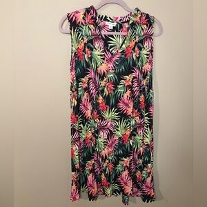 NEW Chloe + Rene Tropical Floral Summer Dress Size Medium Sleeveless Casual NWT